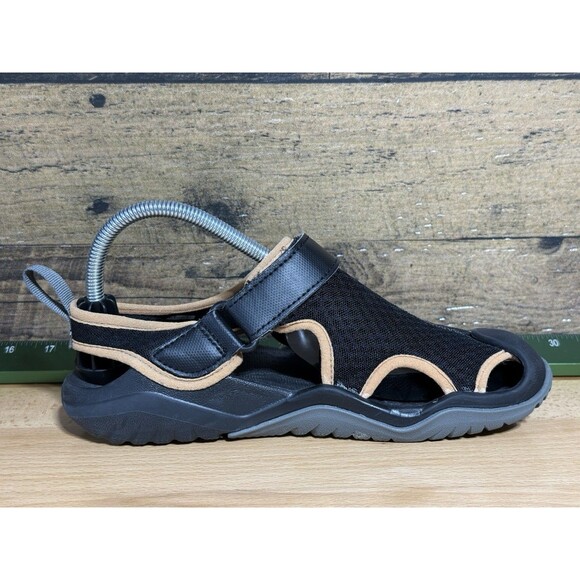 ?Crocs HTF Swiftwater Mesh Deck Sandal - Black- Mens Sz 7 Or Women’s 9 $119 main image 10
